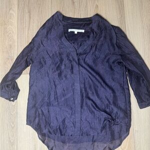 Veronica Beard Elegant Silky Soft Dark Purple Women's Blouse